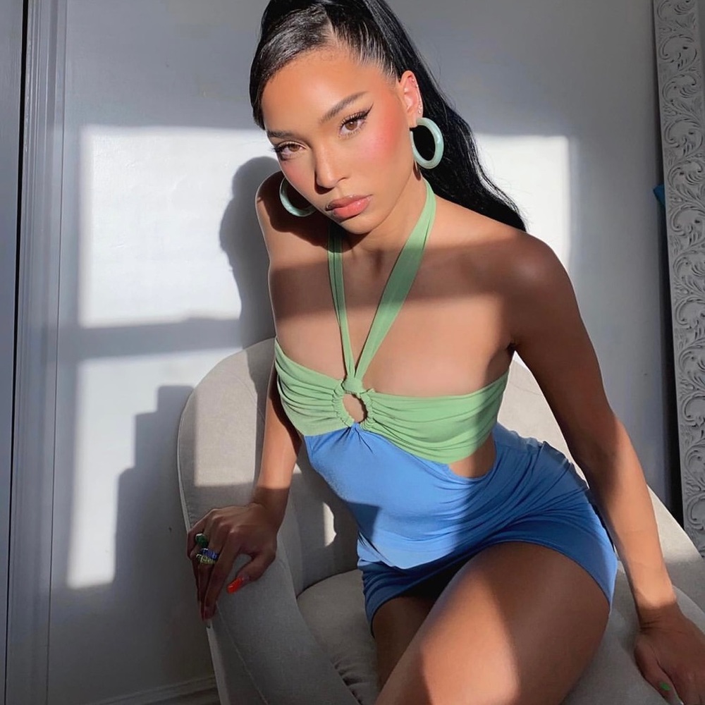 Blue green dress